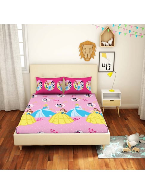 Buy CORE Designed By Spaces Pink & Yellow Cotton 144 TC Bed Sheets Set at Best Price Tata CLiQ