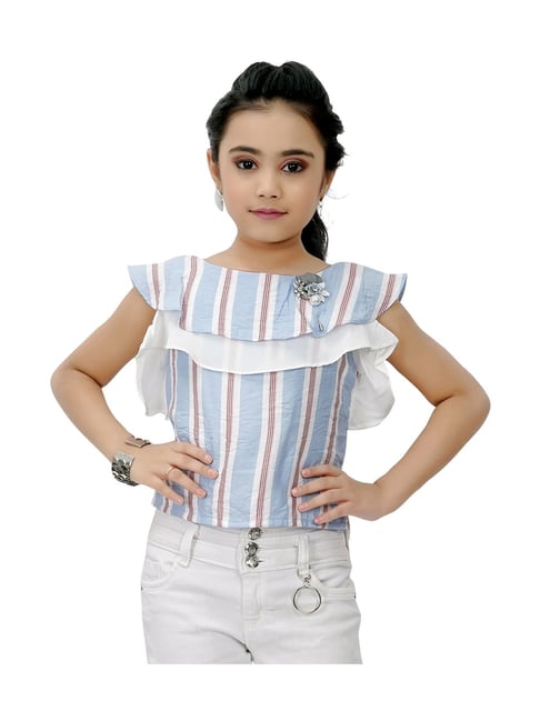 Tiny Girl Sky Blue Striped Top