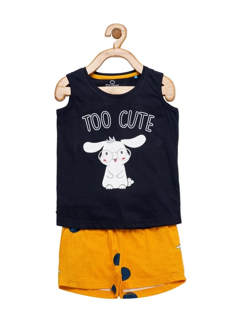 Sweet Dreams Kids Sailor Navy Cotton Printed Top & Bermuda