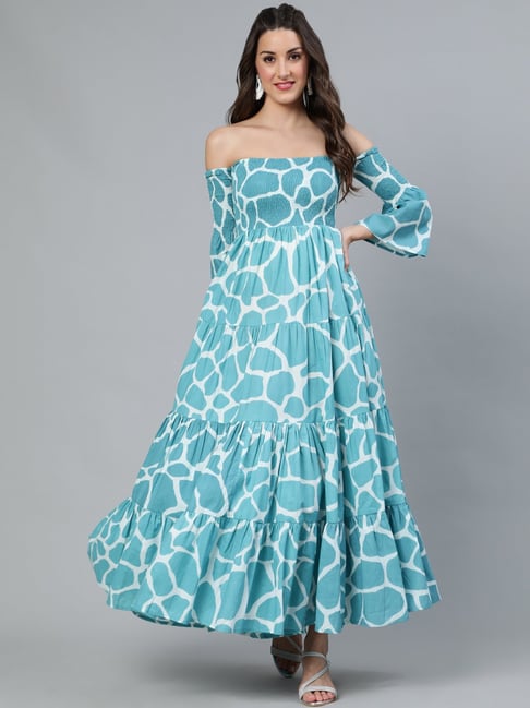 Aks Blue Printed Tube Dress Price in India