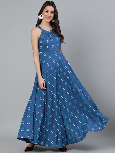 Aks women's maxi blue hot sale dress