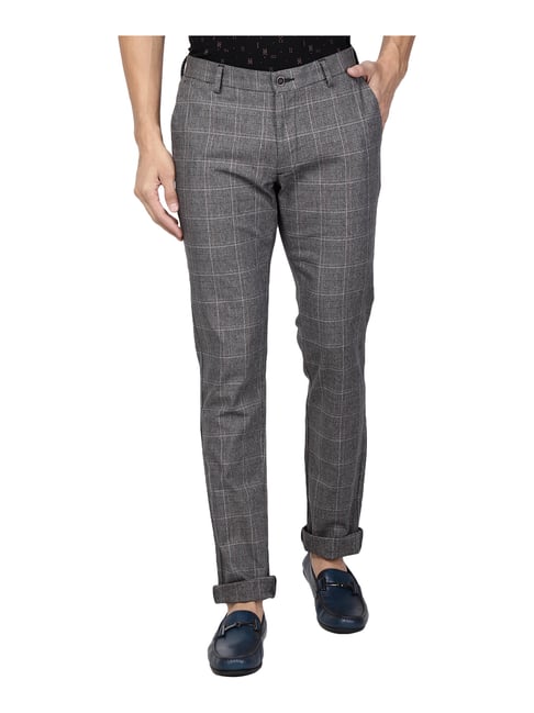 Blackberrys Grey Skinny Fit Flat Front Trousers