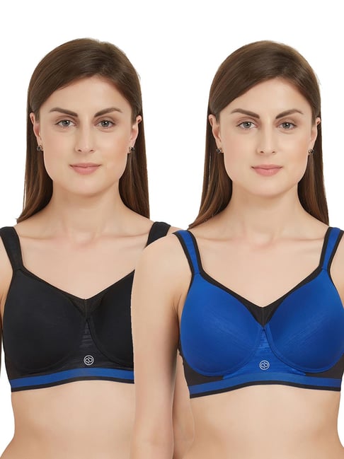 Soie Multicolor Non Wired Padded Sports Bra - (Pack Of 2)