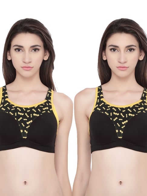 Soie Multicolor Non Wired Padded Sports Bra - (Pack Of 2)