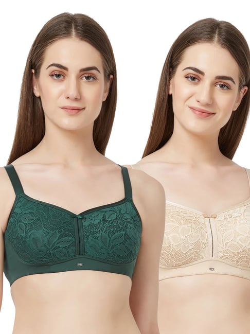 Buy Soie Full Coverage Cross Over Non Padded Non Wired Bra (Pack