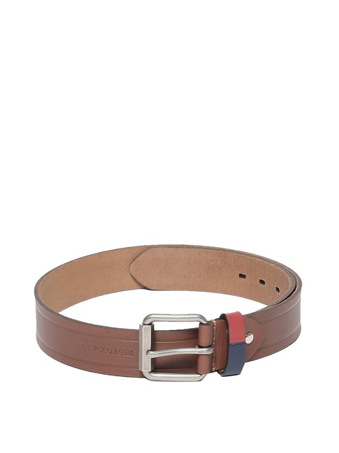 U S Polo Assn U.S. Polo Assn. Brown Leather Waist Belt  for Men