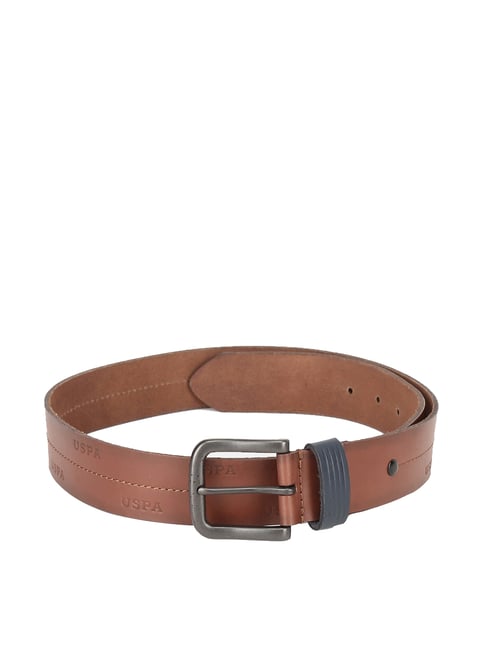 U S Polo Assn U.S. Polo Assn. Brown Leather Waist Belt  for Men