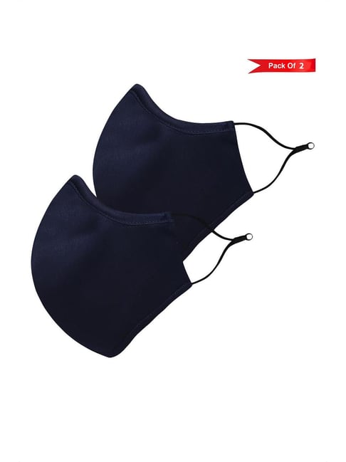 Allen Solly Navy Men Antiviral Double Reusable Mask - Pack of 2