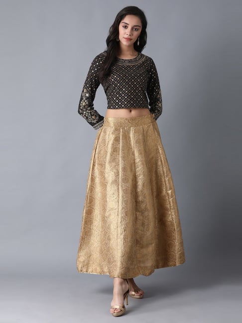 Buy W Black Beige Embellished Lehenga Choli Set for Women Online