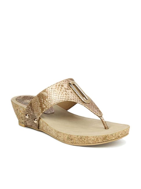 Inc 5 Inc.5 Women's Antique Gold Thong Wedges