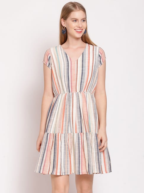 Zink London Multicolor Striped Dress Price in India