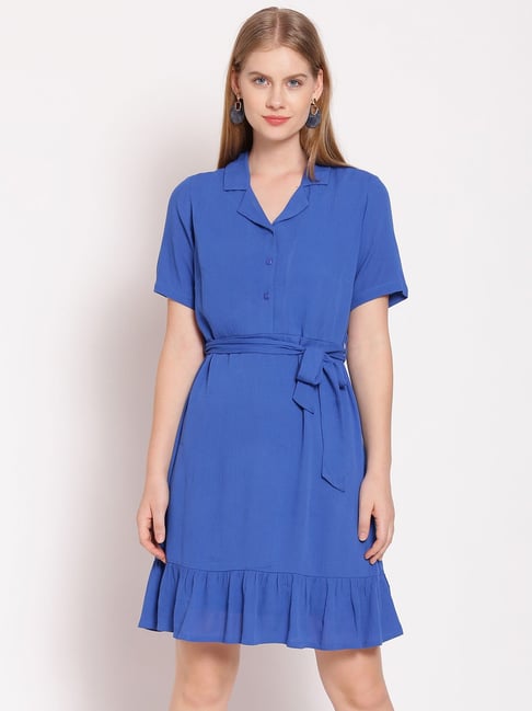 Zink London Blue Flare Fit Dress Price in India