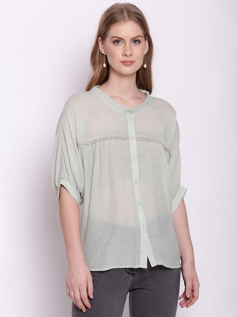 Zink London Green Straight Fit Top Price in India