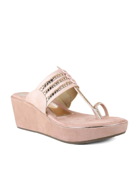 Inc.5 Women's Peach Toe Ring Wedges Price in India