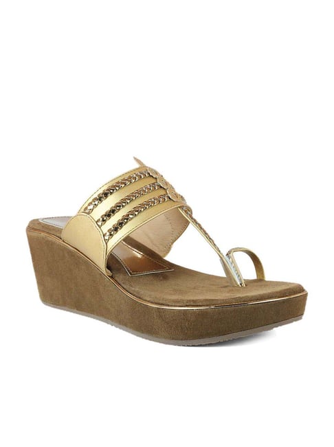 Inc.5 Women's Antique Gold Toe Ring Wedges Price in India