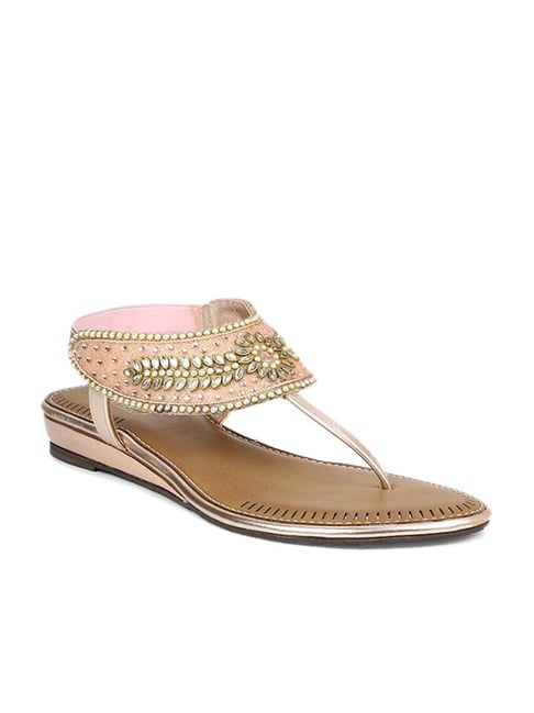 Inc.5 Women's Rose Gold T-Strap Wedges Price in India