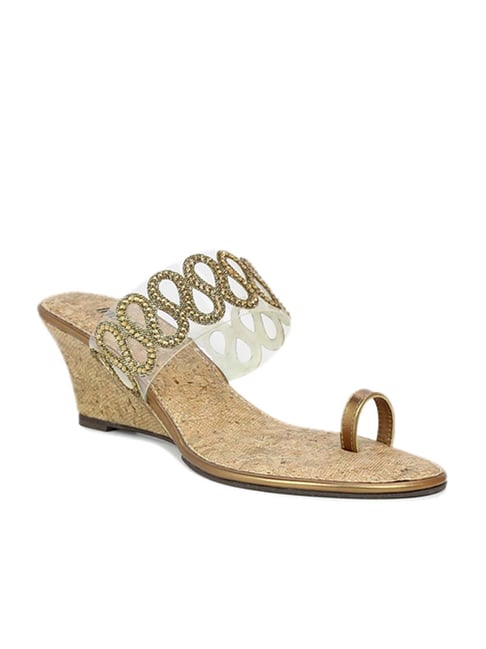 Inc.5 Women's Antique Gold Toe Ring Wedges Price in India