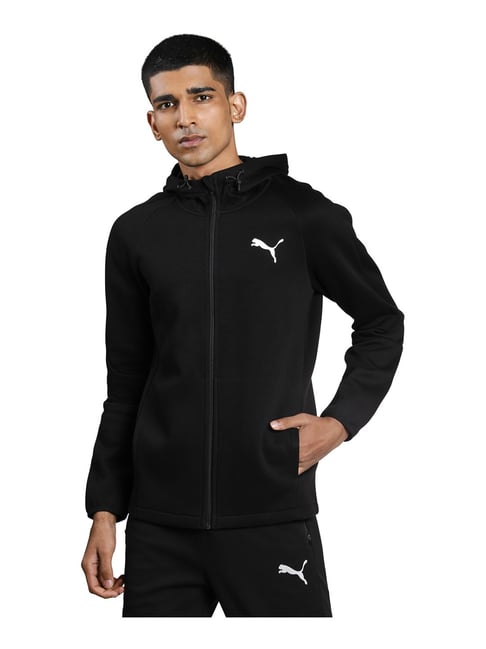 Puma Evostripe Black Cotton Regular Fit Hooded Sweatshirt