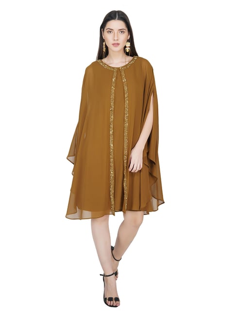 ATTIC SALT Olive Embellished Dress Price in India