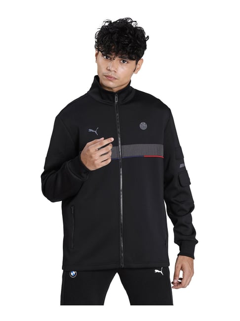 black hoodless jacket