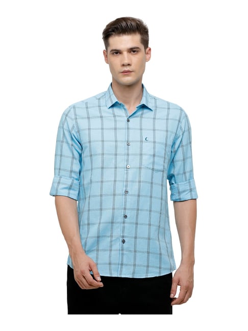 Buy Cavallo By Linen Club Sky Blue Regular Fit Check Shirt For Men'S Online  @ Tata Cliq