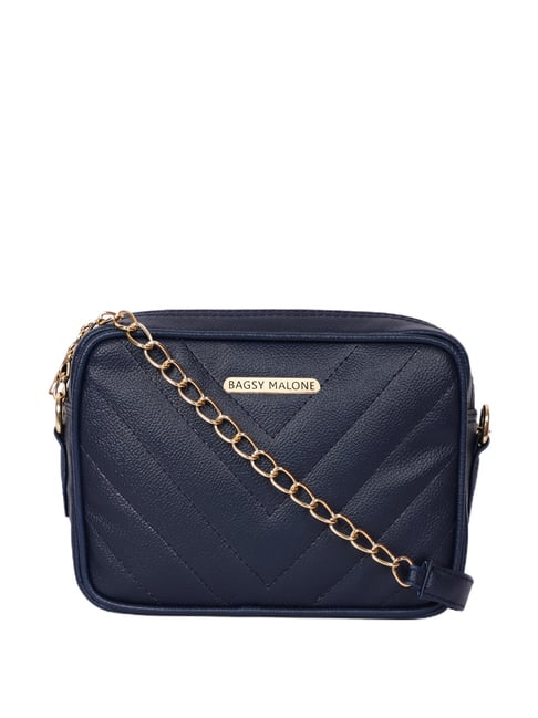 Bagsy Malone Vegan Navy Quilted Medium Sling Handbag-picture-36