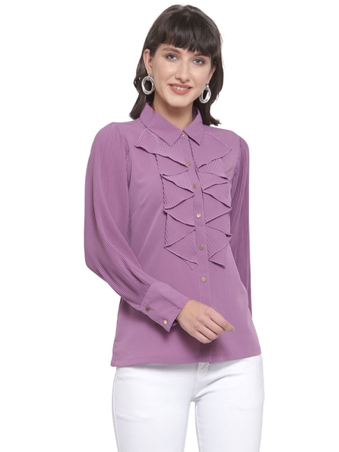 Melon by PlusS Mauve Regular Fit Shirt Price in India