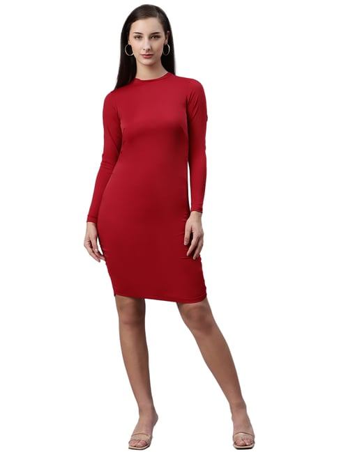 Melon by PlusS Wine Regular Fit Dress Price in India