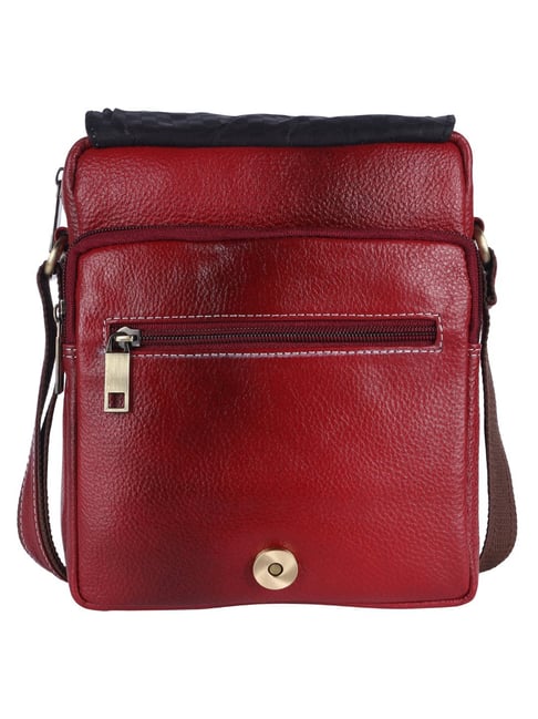 HiLEDER Pure Genuine Leather Messenger Shoulder Sling Cross Body Office Bag  for Men Women, Maroon