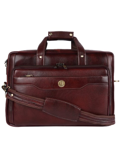 HiLEDER Pure Genuine Premium Stylish Briefcase Laptop Messenger Bag for Men and Women, Brown