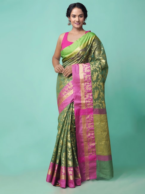 Unnati Silks Women's Pure Kota Banarasi Saree with Blouse Price in India