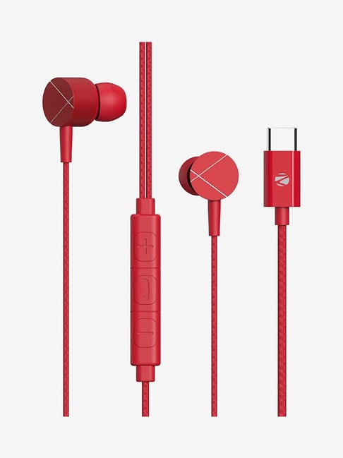 Zebronics Zeb-Buds C2 Wired In-Ear Type-C Earphone with Mic (Red)