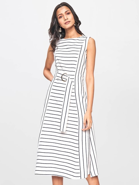 Vertical Stripe Drop Shoulder Shirt Dress Casual Loose - Temu