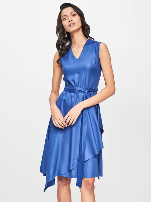 AND Blue Straight Fit Dress Price in India
