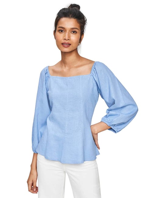 AND Blue Regular Fit Top Price in India
