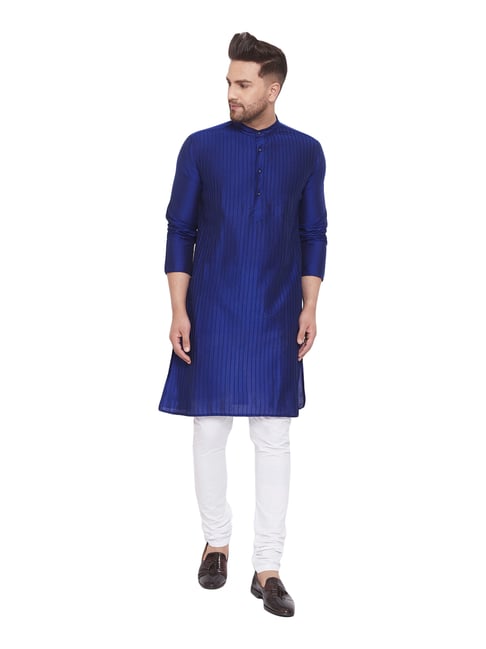 Even Blue Regular Fit Striped Kurta