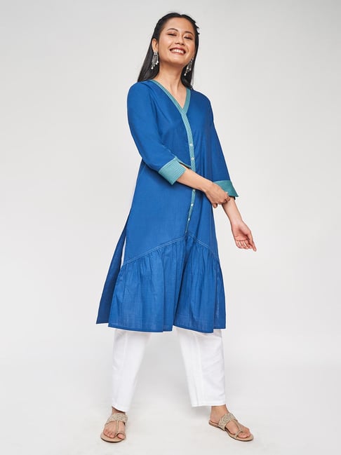 Global Desi Blue Printed Kurta