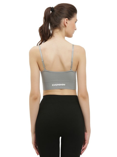 Buy EVERDION Grey Non Wired Padded Sports Bra for Women Online