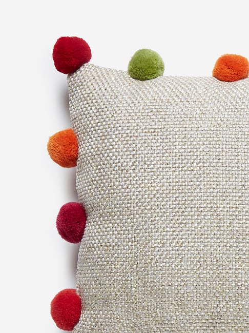 Buy Westside HomeMulti PomPom Detailed Rectangle Cushion Cover Online