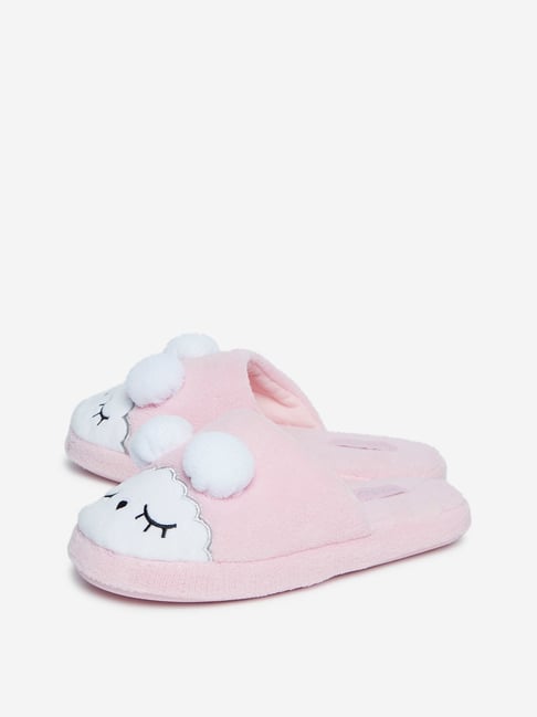 Buy LUNA BLU by Westside Pink Sleepy-Face Bedroom Slippers Online at ...