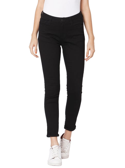 Spykar Black Skinny Fit Low Rise Jeans