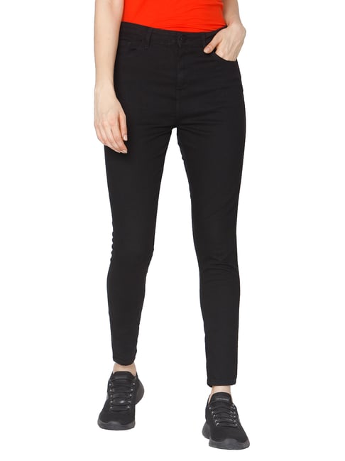 Spykar Black Skinny Fit High Rise Jeans