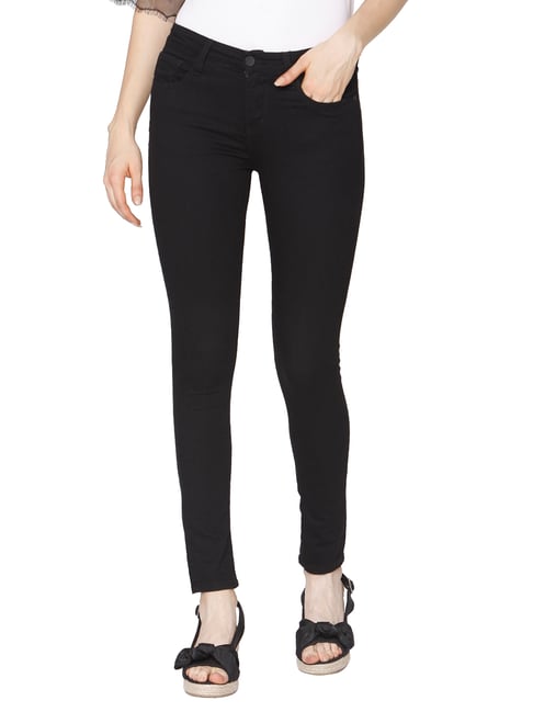 Spykar Black Skinny Fit Low Rise Jeans