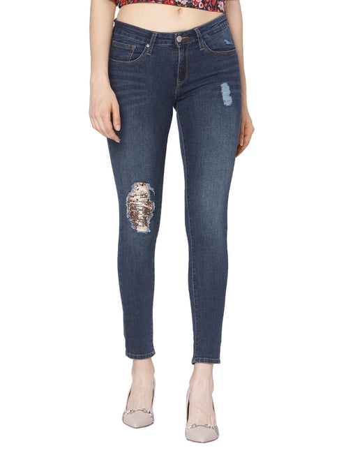 Spykar Dark Blue Skinny Fit Low Rise Jeans