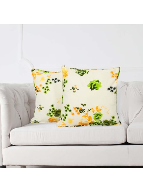 Swayam Beige & Green Cotton 160 TC Cushion Covers - Set of 2-picture-27