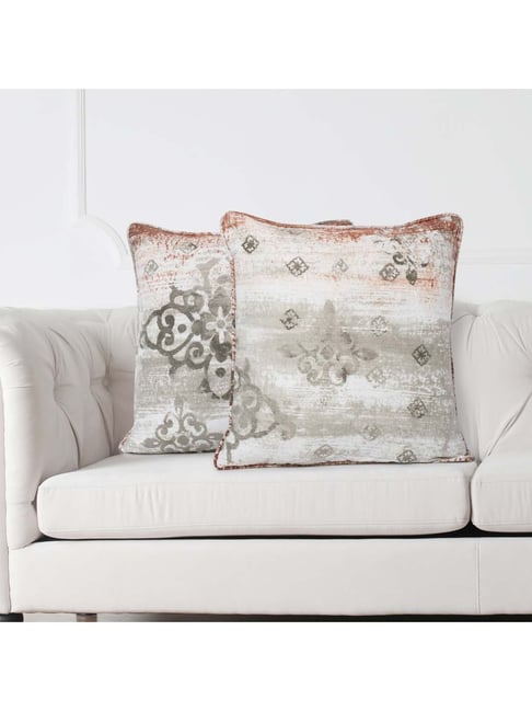 Swayam Grey & White Cotton 160 TC Cushion Covers - Set of 2-picture-30