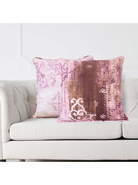Swayam Pink & Brown Cotton 160 TC Cushion Covers - Set of 2-picture-12