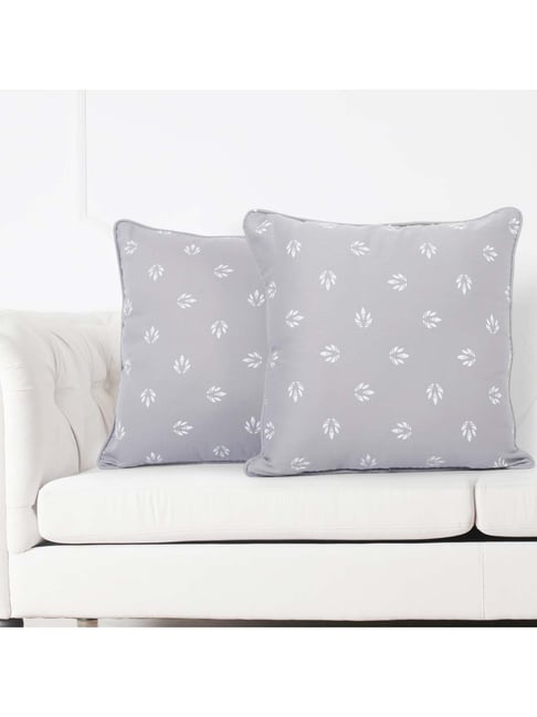 Swayam Grey & White Cotton 240 TC Cushion Covers - Set of 2-picture-43