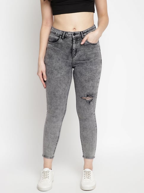 Tales & Stories Grey Distressed Jeans