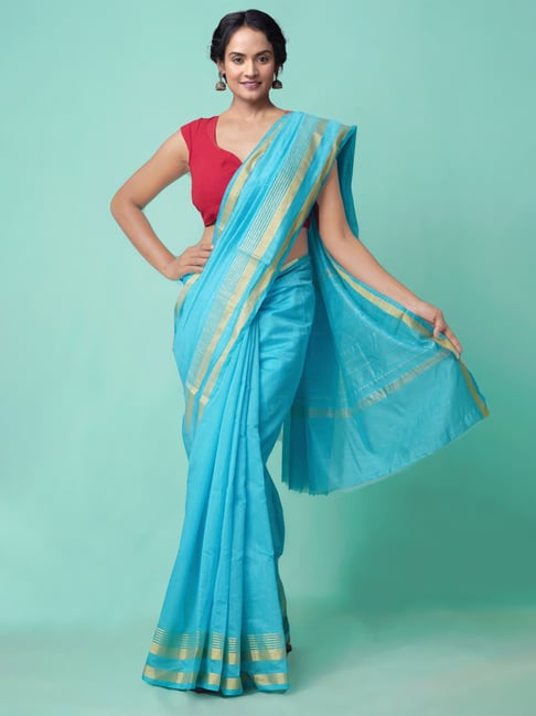 Unnati Silks Women's Pure Chanderi Silk Cotton Saree With Blouse Price in India
